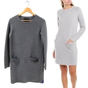 Theory Noble Crew Neck Ribbed Sweater Dress in Charcoal Gray Women’s Medium $475